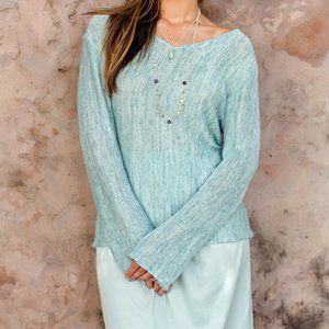 Blue Green Knit Top And Skirt 🌧️ ELSA Sample | up to Size M 10 US Womens